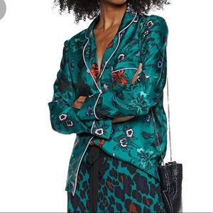 Diane Von Furstenberg Halsey Silk Pajama Top blouse